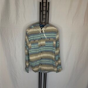 Modern Amusement Blue and Green Striped Hooded Jacket